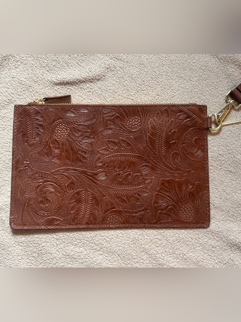 ISADORA Made In Italy Brown Embossed Leather El Charro Large Wristlet NWTS - Picture 5 of 13